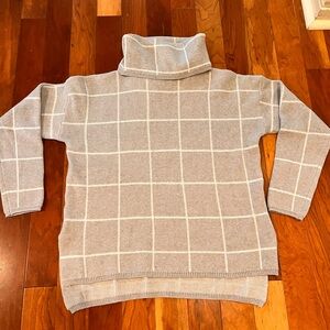 ECOWISH NWT Sweater Womens XL SUPER Soft Stretchy Gray/White Turtleneck Winter